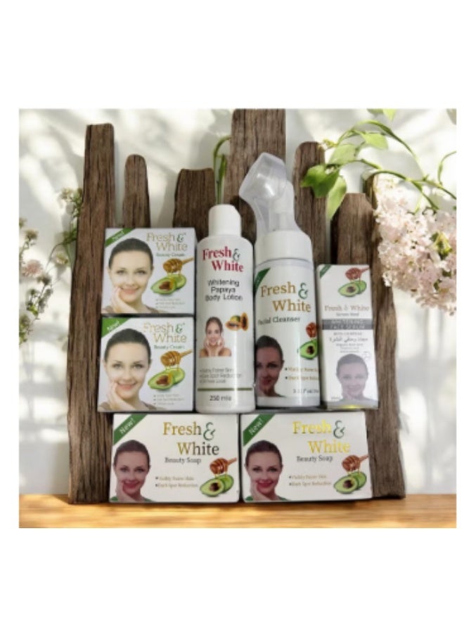 fresh & white Fresh&White 7pc SET for Face & Body Whitening & for spotless Face. Facewash