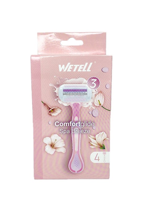 Comfortglide Spa Breeze Women's Razor, 3 Blades, Pink, 4 Count