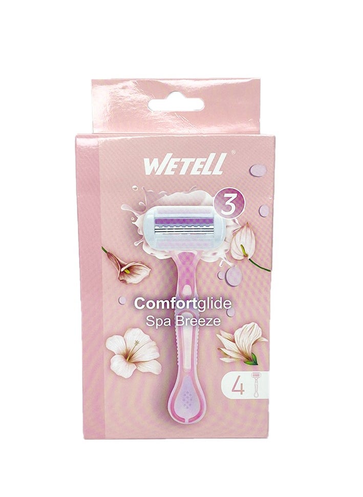 WETELL - Comfortglide Spa Breeze Women's Razor, 3 Blades, Pink, 4 Count - Image 1