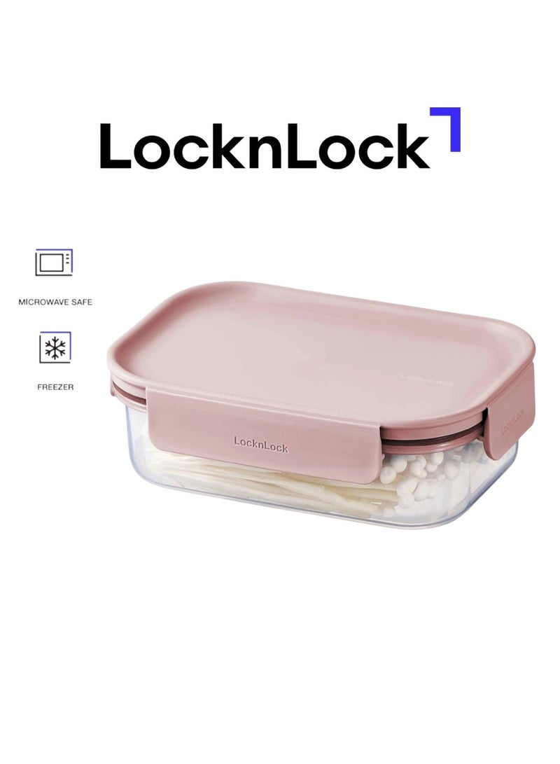 LocknLock حاوية طعام مستطيلة كلاسيكية بلس من لوكن لوك - 910 مل باللون الوردي، قفل من 4 جوانب، قابلة للتكديس ومضادة للتسرب - Image 1