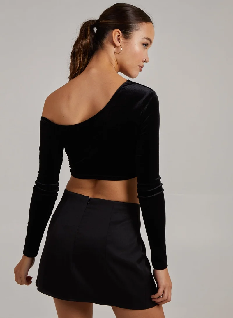 بينك فانيلا Velvet Twist Front One Shoulder Top