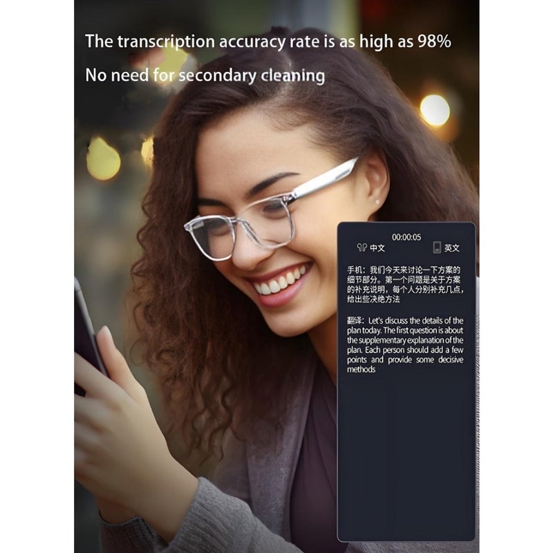 نظارات ذكية مزودة بتقنية الذكاء الاصطناعي، نظارات شمسية مستقطبة مع مكبر صوت بلوتوث، رياضية، خارجية، حماية من الأشعة فوق البنفسجية الرياضية والتحكم الصوتي، نظارات وسماعات ترجمة ذكية بتقنية الذكاء الاصطناعي، ترجمة بـ 144 لغة، دردشة بتقنية الذكاء الاصطناعي، موسيقى، مساعد عبر بلوتوث 5.4 - أبيض - Image 3