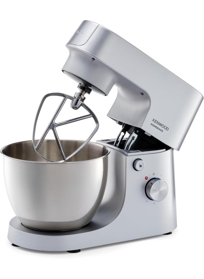 Stand Mixer Kitchen Machine HOMEBAKE, K-Beater, Whisk, Dough Hook, Splash Guard, Variable Speed, Compact Design 5 L 1400 W KHH01.000SI Silver