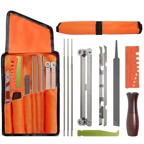 Buhobha 10-Piece Professional Chainsaw Sharpening Kit (afilador de motosierra) - Files in 5/32", 3/16", 7/32", Includes File Holder, Depth Gauge, Storage Case for Sharp Chainsaw Blades - Image 1