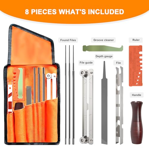 Buhobha 10-Piece Professional Chainsaw Sharpening Kit (afilador de motosierra) - Files in 5/32", 3/16", 7/32", Includes File Holder, Depth Gauge, Storage Case for Sharp Chainsaw Blades - Image 2