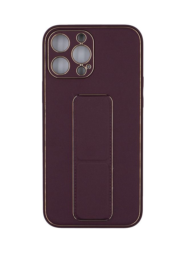 My Choice Protective Kickstand Holder Case Cover for Apple iPhone 13 Pro Max- Wine Red/Gold - Image 1