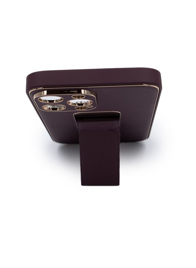 My Choice Protective Kickstand Holder Case Cover for Apple iPhone 13 Pro Max- Wine Red/Gold - Image 3