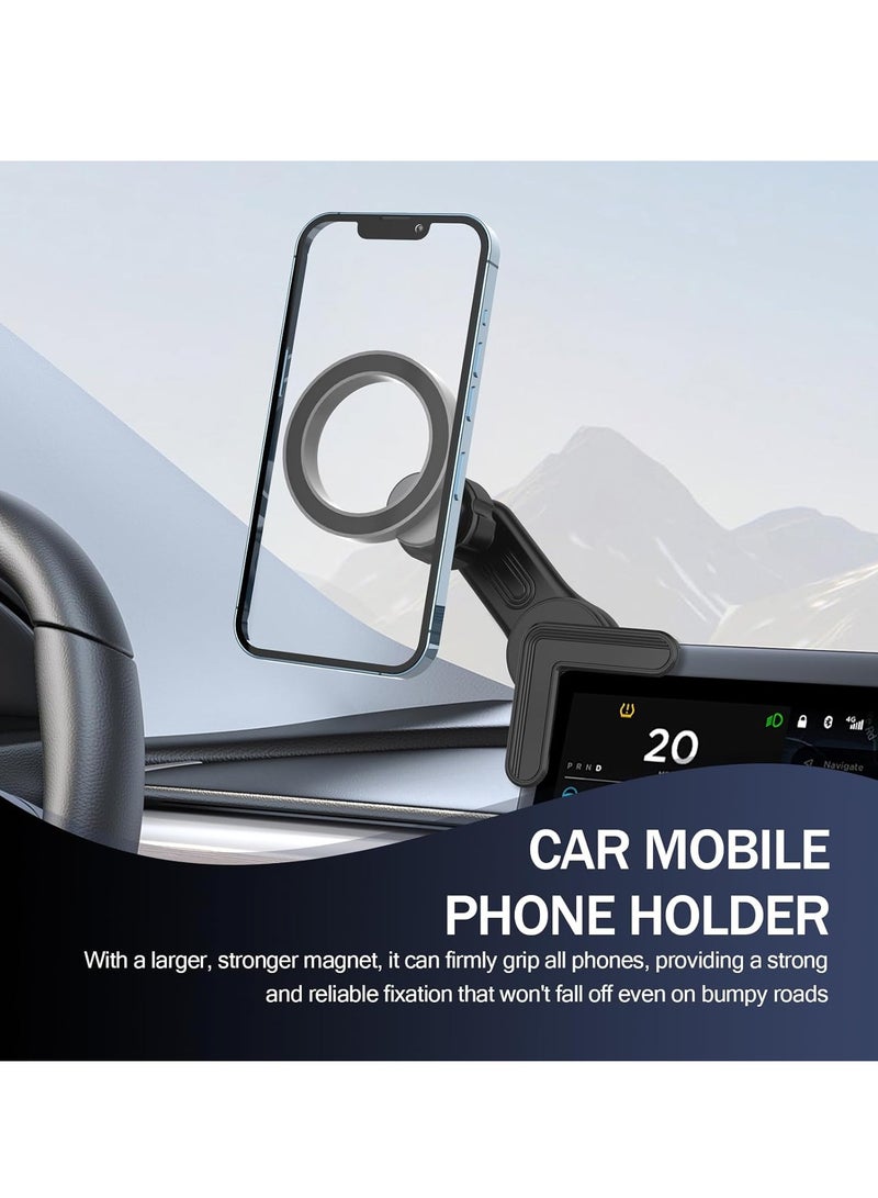 KASTWAVE Car Phone Holder, Car Phone Mount for Dashboard, Magnetic Car Mount, Non-Destructive Installation, Waterproof Adjustable Stand, Universal Hand Free Automobile Cell Phone Holder, with 2.28In Fixed Ring - Image 2