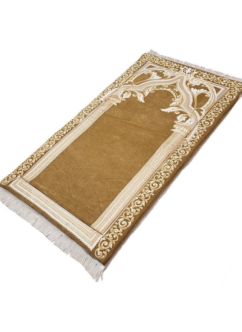 Museum Museum Large Size Memory Foam Prayer Mat. Comfortable Prayer Rug. Elegant Essential Design Sajadah with Foam-Golden 3  - Image 2