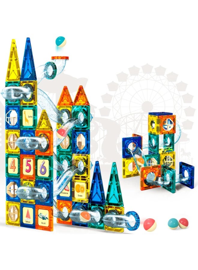 168-Piece Ice-Themed Magnetic Pipeline Tile Set – 3D STEM Educational Construction Toy with Clear Tubes & Rolling Balls – Magnetic Building Blocks for Toddlers & Kids – Sensory Learning Toy for Boys & Girls  - Image 1