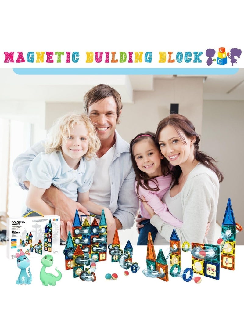 168-Piece Ice-Themed Magnetic Pipeline Tile Set – 3D STEM Educational Construction Toy with Clear Tubes & Rolling Balls – Magnetic Building Blocks for Toddlers & Kids – Sensory Learning Toy for Boys & Girls  - Image 3