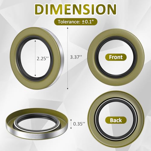 SAQXK 4 Pack 010-036-00 Double Lip Grease Seal for Dexter Texcom RV Trailer Replaces 01003600 10-36 22333TB ID 2.250" x OD 3.376" Trailer Hub Wheel Grease Seal 5200-7000lb Trailer Axles D42 - Image 3