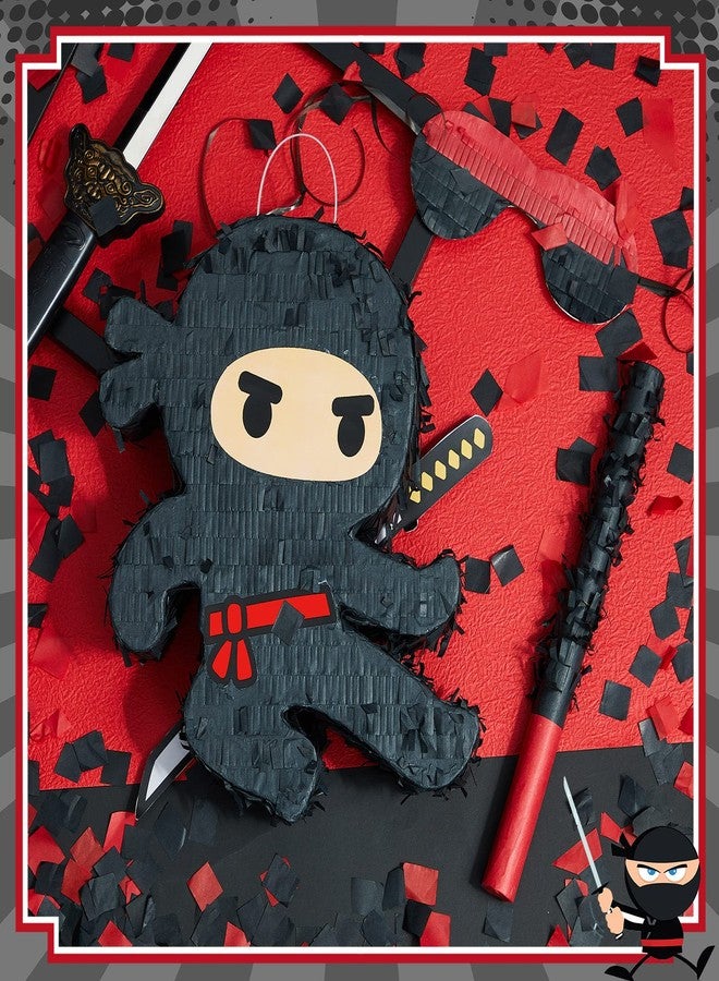 Zhanmai Karate Ninja Piñata Ninja Birthday Party Supplies with Piñata Stick Confetti and Blindfold, Warrior Birthday Party Decor for Adults Game Black(13 x 13 x 3 Inch, Vivid Style) - Image 5