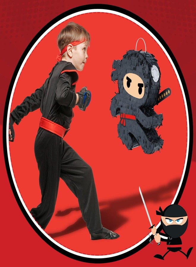 Zhanmai Karate Ninja Piñata Ninja Birthday Party Supplies with Piñata Stick Confetti and Blindfold, Warrior Birthday Party Decor for Adults Game Black(13 x 13 x 3 Inch, Vivid Style) - Image 2