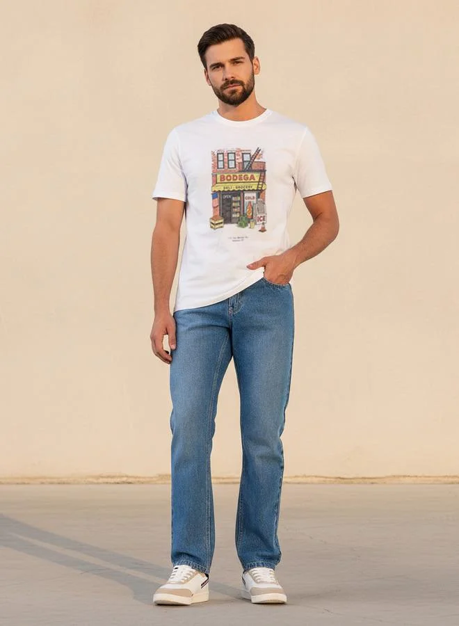 سبلاش فيڤ تيشيرت رجالي بقصة ضيقة وياقة دائرية وأكمام قصيرة وطبعة جرافيك