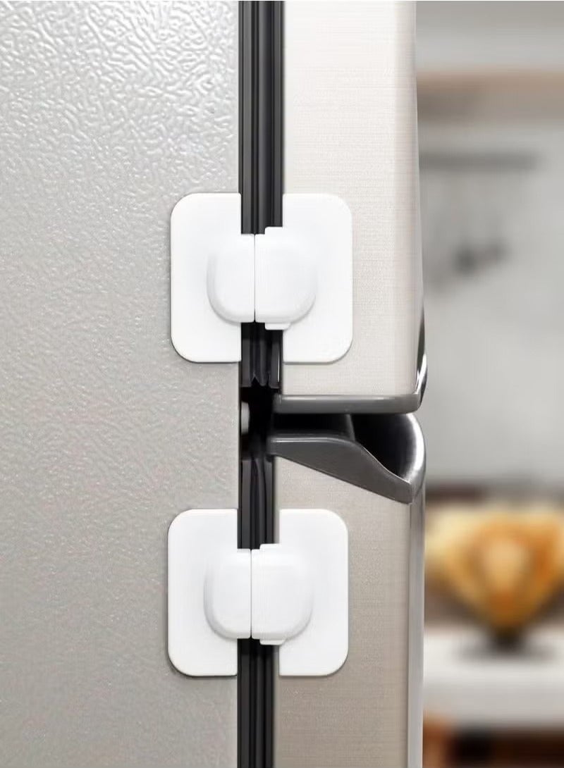 Refrigerator Lock for Kids, 2 Pcs Fridge Door Locks Child Lock Safety for Refrigerator Freezer Door Strong Adhesive No Keys Needed for Fridge and Cabinets Door for Toddler - Image 1