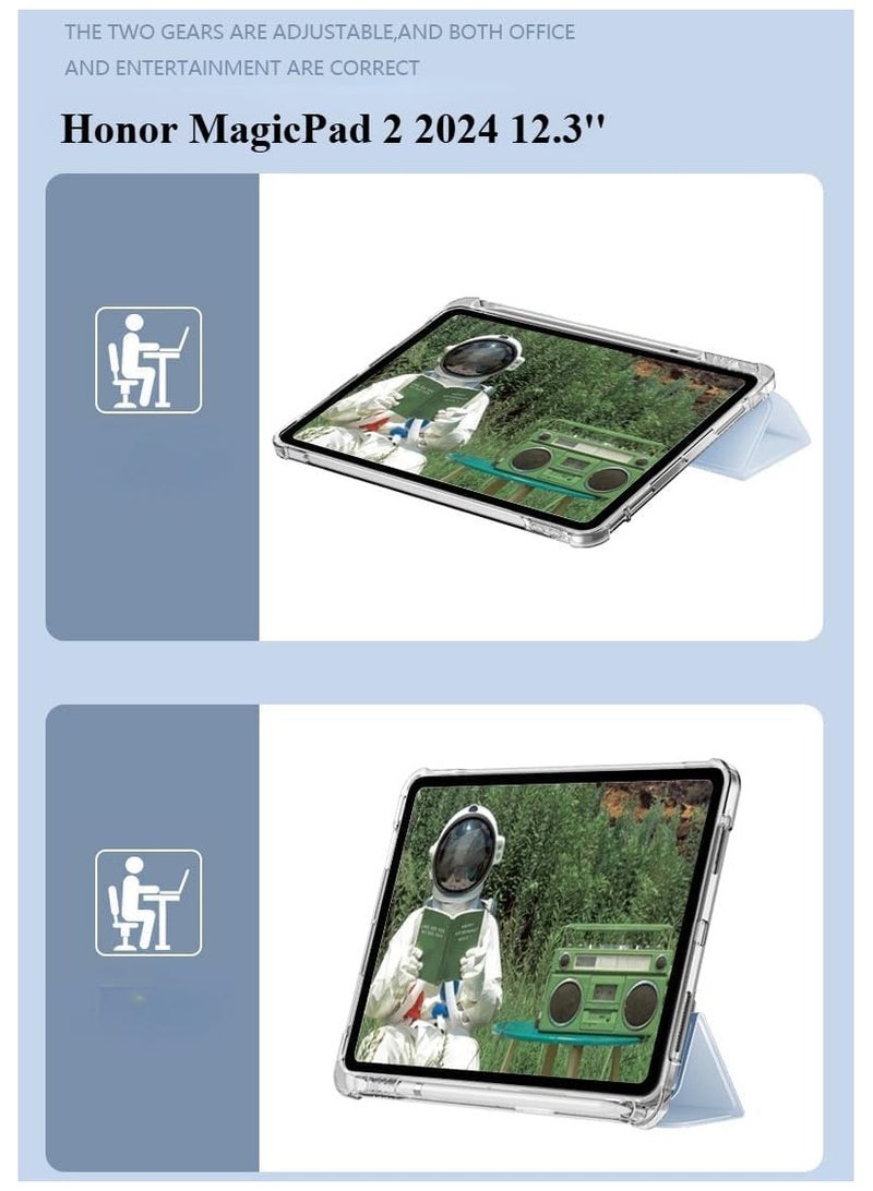 عام حقيبة ثلاثية الطي متوافقة مع جهاز Honor MagicPad 2 2024 (بحجم 12.3 بوصة) من سلسلة Unid، مع دعم للقلم ووظيفة النوم التلقائي والاستيقاظ لجهاز Magic Pad 2 بحجم 12.3 بوصة. - Image 2