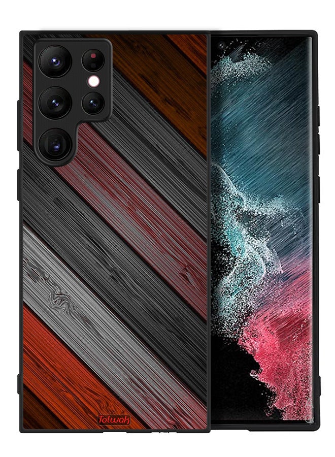 Tolwak Samsung Galaxy S22 Ultra 5G Protective Case Cover Colored Wooden Pattern - Image 2