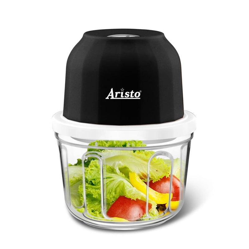 Aristo Aristo Rechargeable Wireless Electric Cordless Chopper Stainless Steel Blades One Touch Operation 10 Seconds Chopping Mincing Vegetable Meat 350 ML 30 Watts Black - Image 5