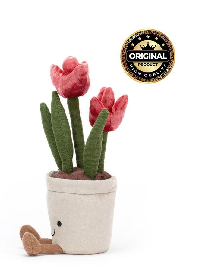 Jellycat Amuseables Tulip Plush Toy 25 cm, Soft Flower Pot Character, Smiling Decorative Soft Toy, Premium Plush Gift for Kids & Home Decor - Image 2