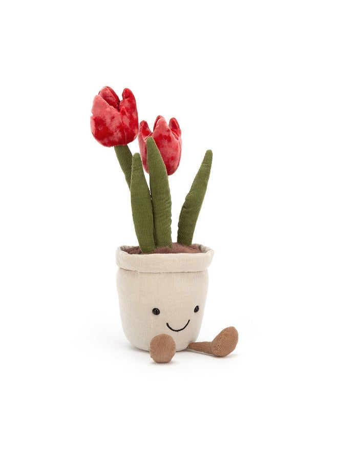 Jellycat Amuseables Tulip Plush Toy 25 cm, Soft Flower Pot Character, Smiling Decorative Soft Toy, Premium Plush Gift for Kids & Home Decor - Image 1