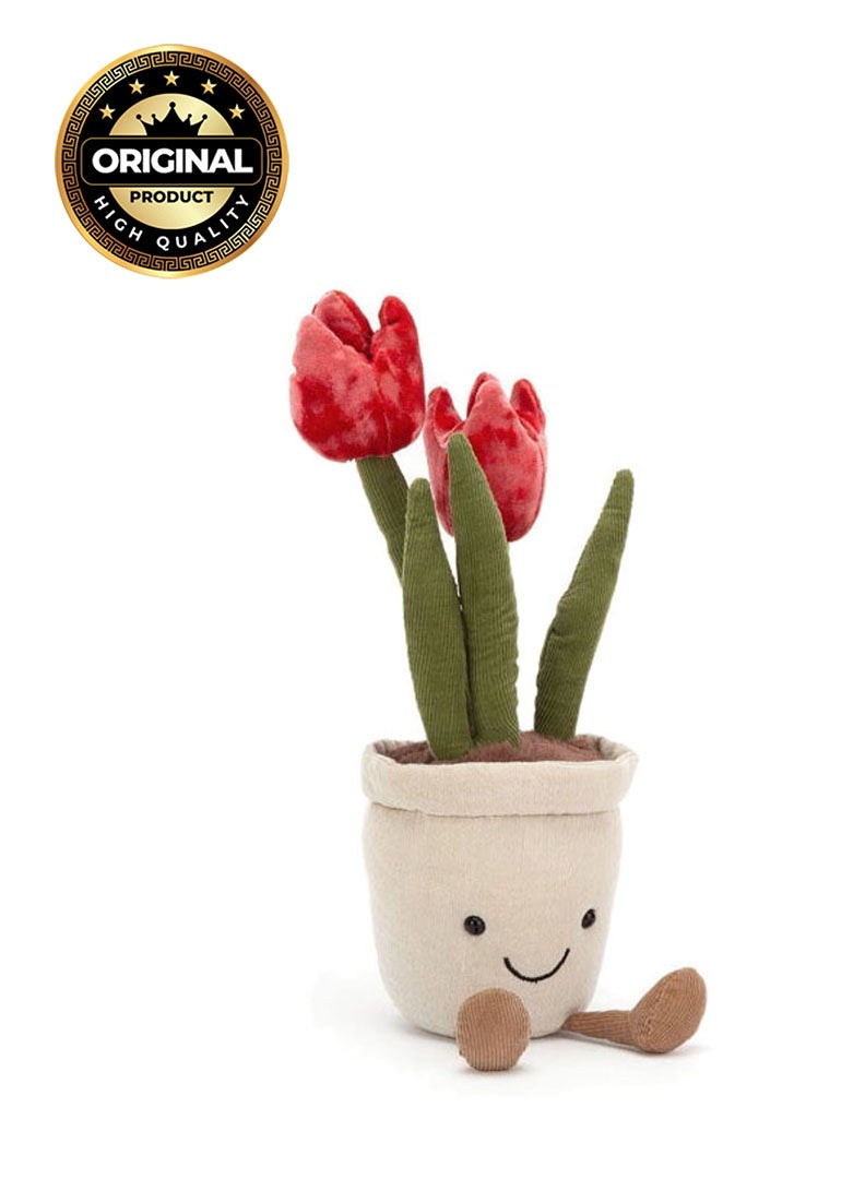 Jellycat Amuseables Tulip Plush Toy 25 cm, Soft Flower Pot Character, Smiling Decorative Soft Toy, Premium Plush Gift for Kids & Home Decor - Image 1