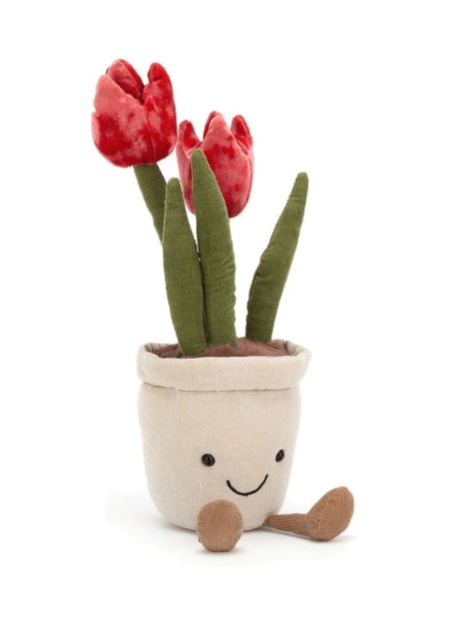 Jellycat Amuseables Tulip Plush Toy 25 cm, Soft Flower Pot Character, Smiling Decorative Soft Toy, Premium Plush Gift for Kids & Home Decor - Image 1