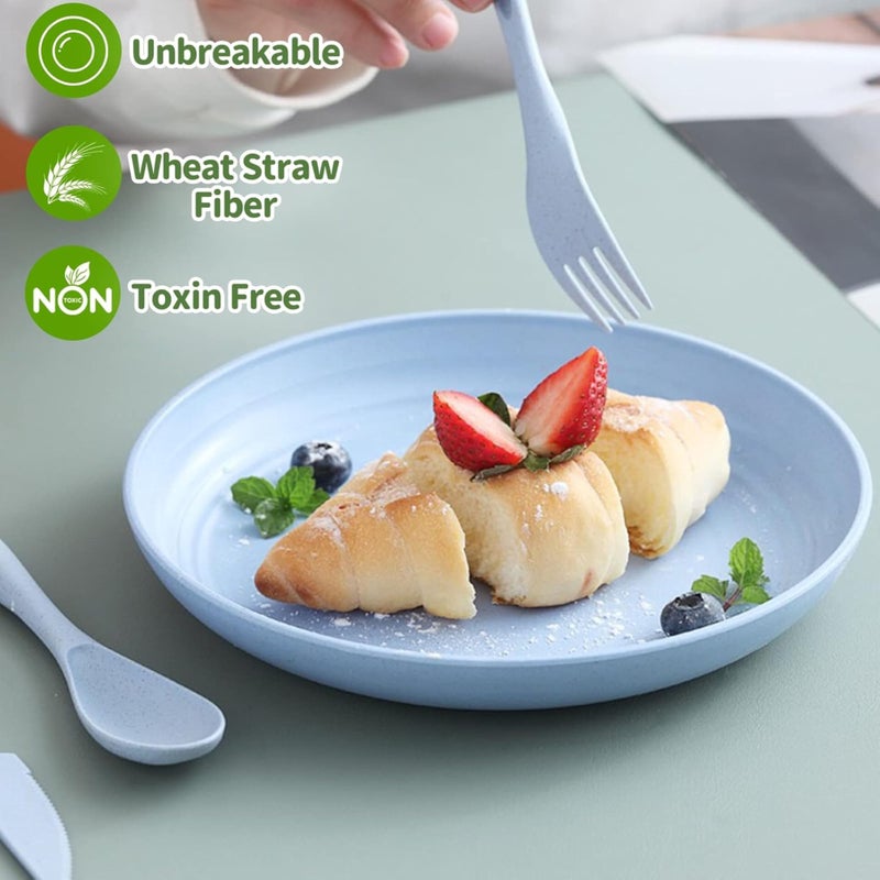 TOMATUS طقم أطباق عشاء أنيقة من TOMATUS® بألوان باستيل، 4 قطع، أطباق عصرية وصديقة للبيئة باللون الوردي والأزرق والأخضر والبيج، تصميم حديث بسيط، 25 سم - Image 5