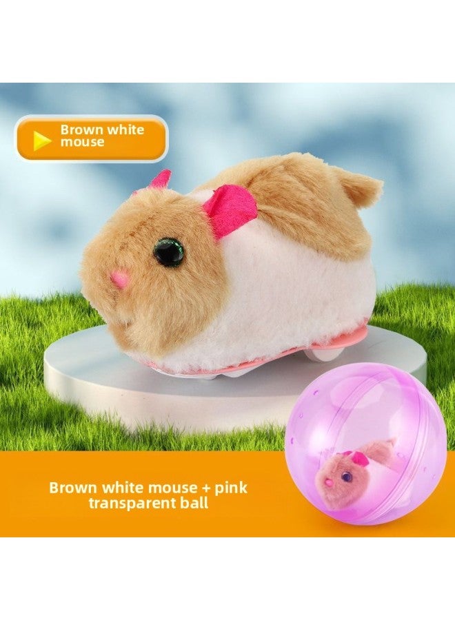 Shake The Same Electric Rabbit Cat Hamster Rolling Ball Cat Electronic Plush Dog Dog Toy Explosion Unlimited-Color:❣[color Box] Yellow And White Hamster Crawling Ball (pink Ball)❣-Specifications:❣ With Ordinary Battery ❣  - Image 1