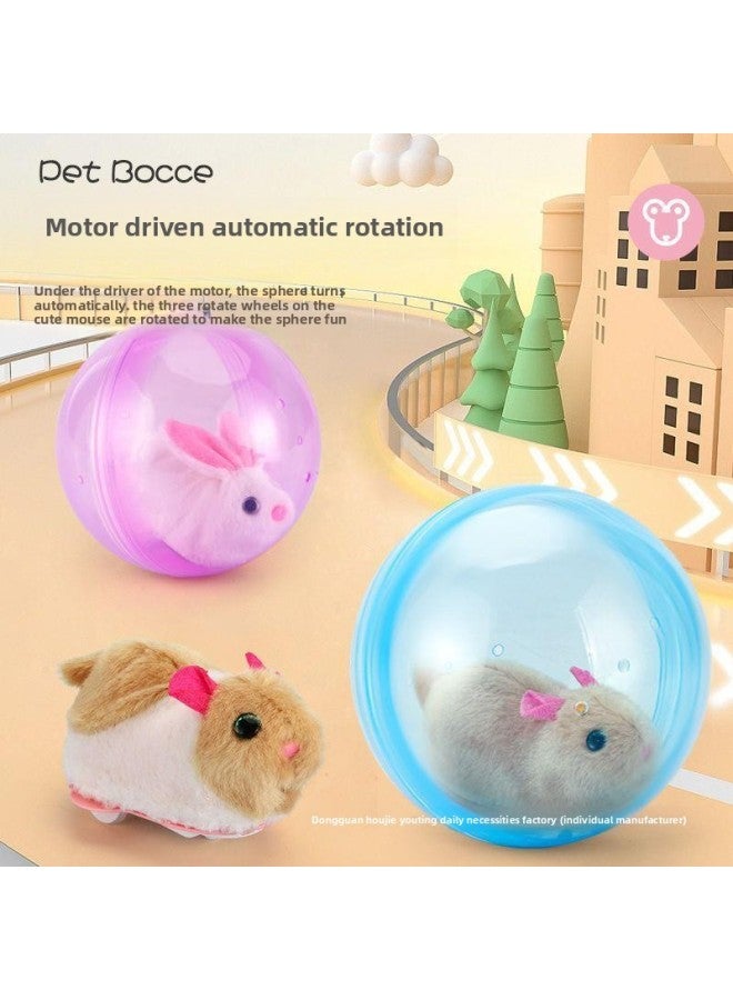 Shake The Same Electric Rabbit Cat Hamster Rolling Ball Cat Electronic Plush Dog Dog Toy Explosion Unlimited-Color:❣[color Box] Yellow And White Hamster Crawling Ball (pink Ball)❣-Specifications:❣ With Ordinary Battery ❣  - Image 4