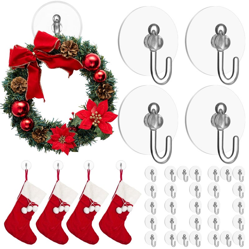 Jetec 100 Pcs Suction Cup Hooks 118 Inch Window Small Suction Cups with Hooks Waterproof Removable Clear Mini Suckers Hanger for Glass Bathroom Wall Door Christmas Wreath Lights Stockings - Image 2