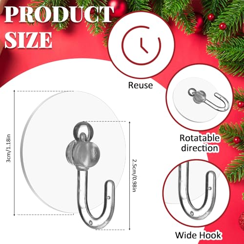 Jetec 100 Pcs Suction Cup Hooks 118 Inch Window Small Suction Cups with Hooks Waterproof Removable Clear Mini Suckers Hanger for Glass Bathroom Wall Door Christmas Wreath Lights Stockings - Image 3
