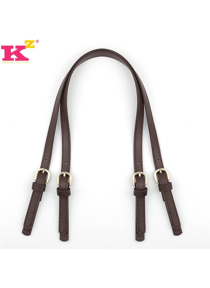 Generic Spot Detachable Double Buckle Leather Bag Strap Crossbody Shoulder Bag with pu Stitch diy Handmade Bag Strap Shallow coffee 