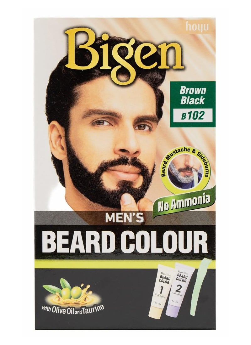 Bigen Bigen Men's Beard Colour | No Ammonia Formula with Aloe Extract & Olive Oil - 102 Brown Black  - Image 1