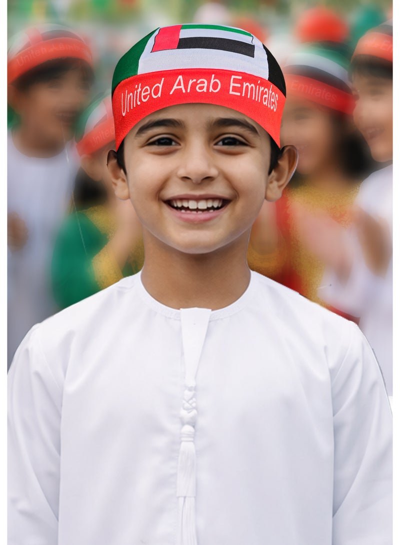 3pcs,Stretchable UAE flag color headband designed like a full-head bandana. Made from soft, breathable fabric with a comfortable free size fit for both kids and adults. Perfect for UAE National Day, sports events, parties, and patriotic celebrations. - Image 1