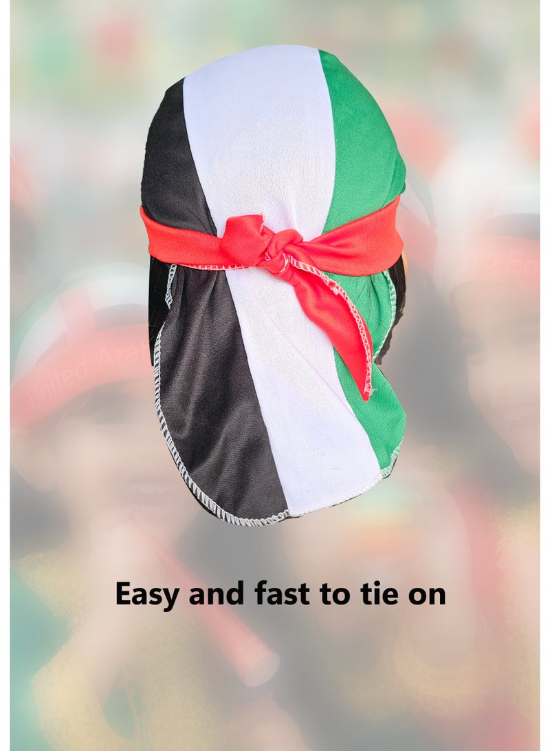 3pcs,Stretchable UAE flag color headband designed like a full-head bandana. Made from soft, breathable fabric with a comfortable free size fit for both kids and adults. Perfect for UAE National Day, sports events, parties, and patriotic celebrations. - Image 2