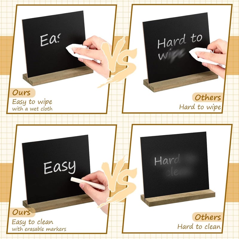 Queekay 36 Pcs Mini Chalkboard Signs Tabletop with Stand 5 x 6 Inch Wooden Chalkboard Sign Vintage Chalk Board Sign Decorative Centerpieces for Food Signs Table Numbers Message Boards Party Supplies - Image 3