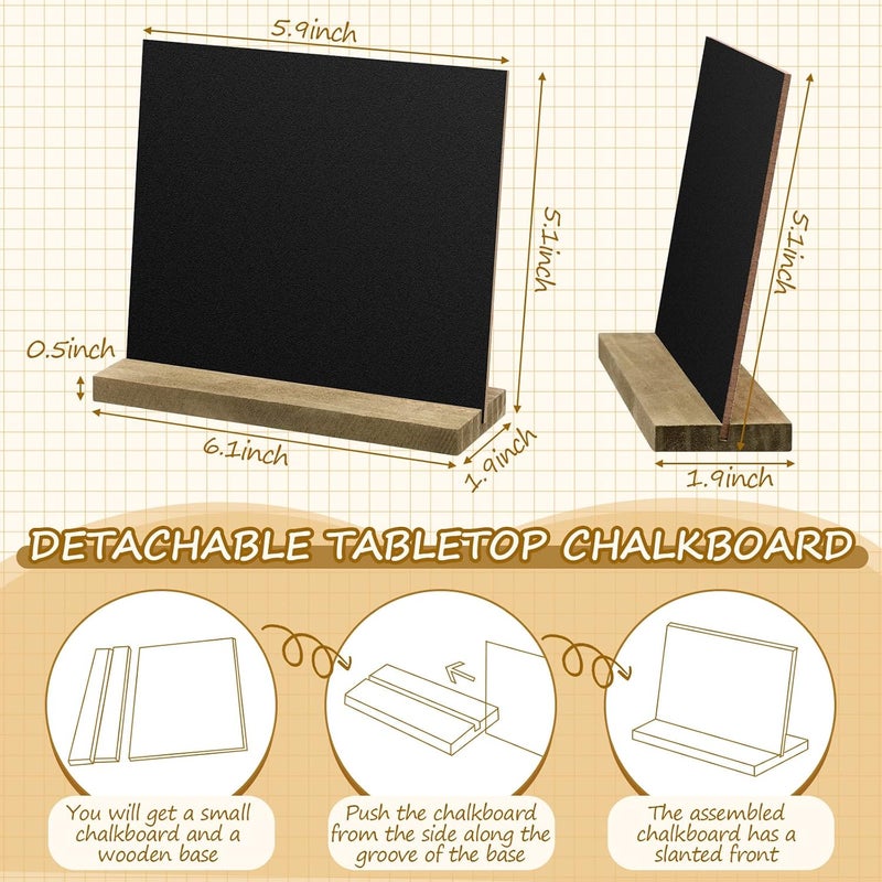 Queekay 36 Pcs Mini Chalkboard Signs Tabletop with Stand 5 x 6 Inch Wooden Chalkboard Sign Vintage Chalk Board Sign Decorative Centerpieces for Food Signs Table Numbers Message Boards Party Supplies - Image 2