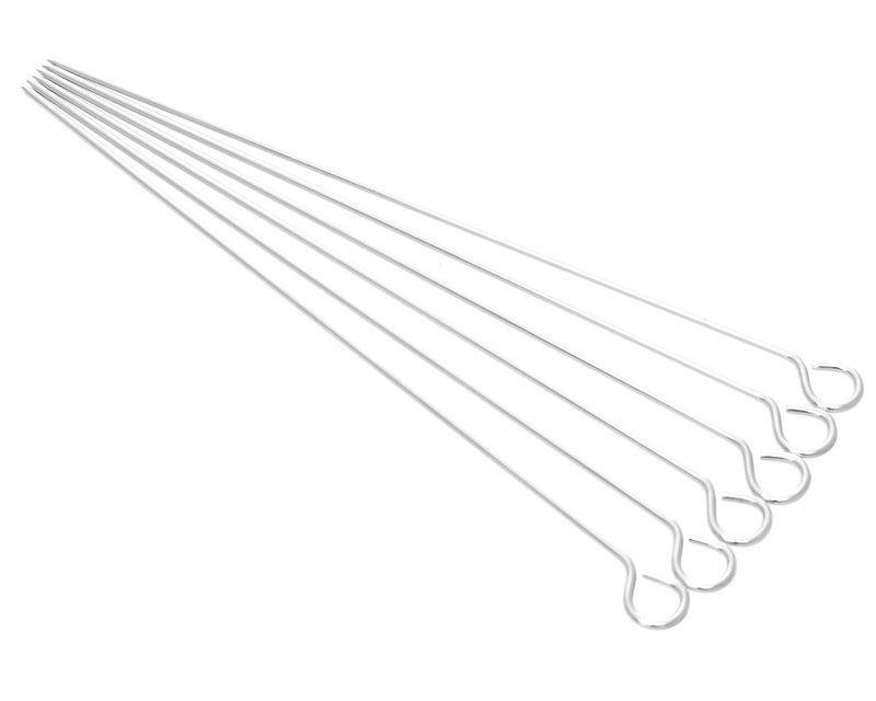 Metal Skewers with Loop Handle, small, Set of 6, Stainless Steel - Image 1