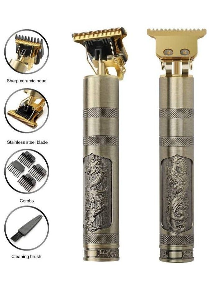 T9 Trimmer for Men Hair Zero Gapped Clipper Professional Cordless Haircut Electric USB Charging Beard Trimmer for Men Wireless Rechargeable Personal Hair Men Grooming Beard Liner, Gold - Image 3