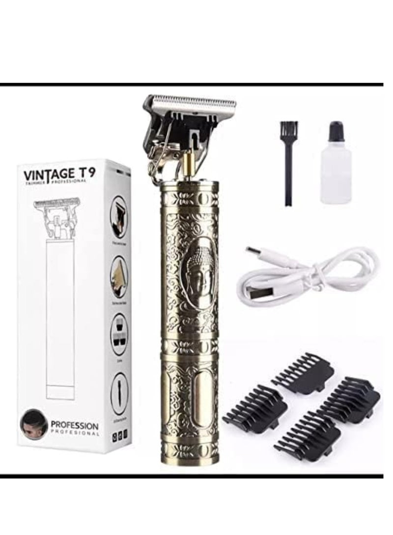 T9 Trimmer for Men Hair Zero Gapped Clipper Professional Cordless Haircut Electric USB Charging Beard Trimmer for Men Wireless Rechargeable Personal Hair Men Grooming Beard Liner, Gold - Image 4