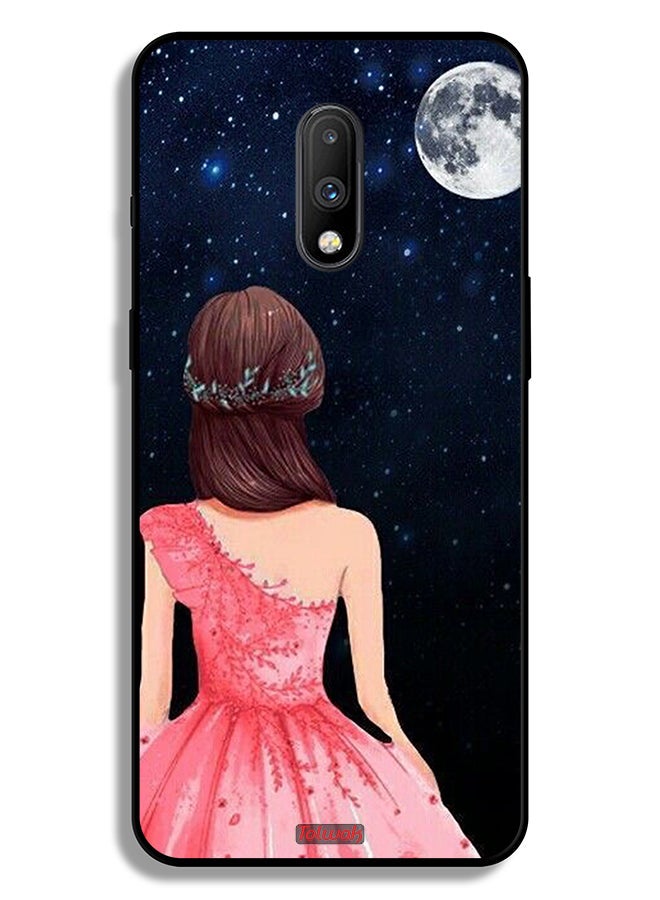 Tolwak OnePlus 7 Protective Case Cover Girl And Moon Art - Image 2