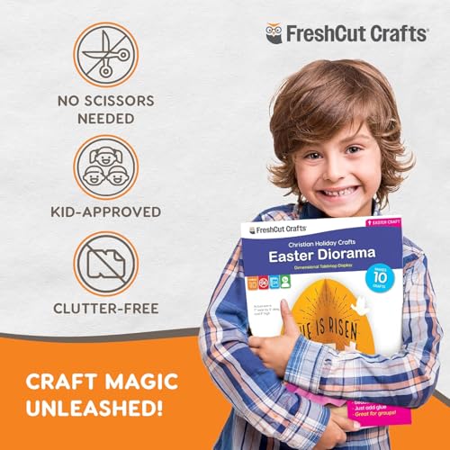 FreshCut Crafts Easter Diorama 3D Bible Craft Kit Easy 3-D Punch-Out Bible Craft Perfect for Creating Tabletop Display. Ideal for Sunday School and Classrooms, US Made Quality Card Stock. (10 Pack) - Image 4