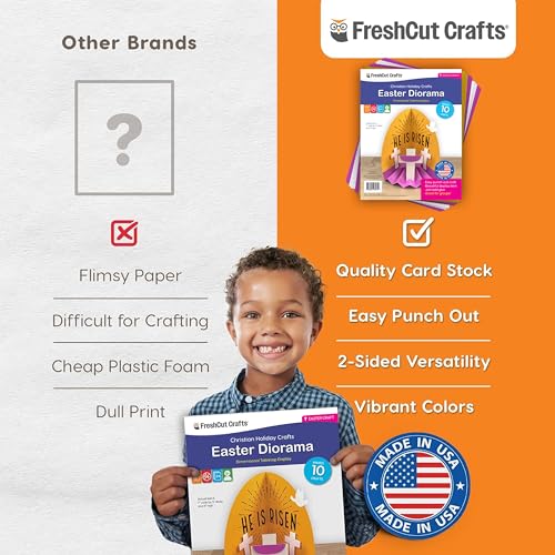 FreshCut Crafts Easter Diorama 3D Bible Craft Kit Easy 3-D Punch-Out Bible Craft Perfect for Creating Tabletop Display. Ideal for Sunday School and Classrooms, US Made Quality Card Stock. (10 Pack) - Image 5
