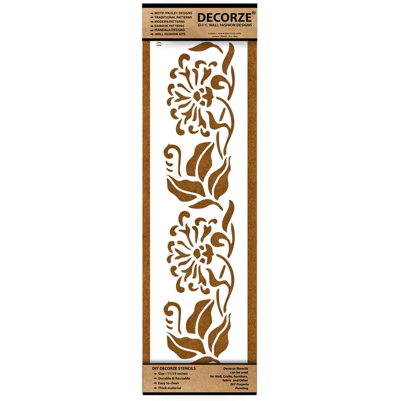 DECORZE Wall Stencils for Home | Living Room & Bedroom Painting | D Border Stencils (DB-75) - Image 1
