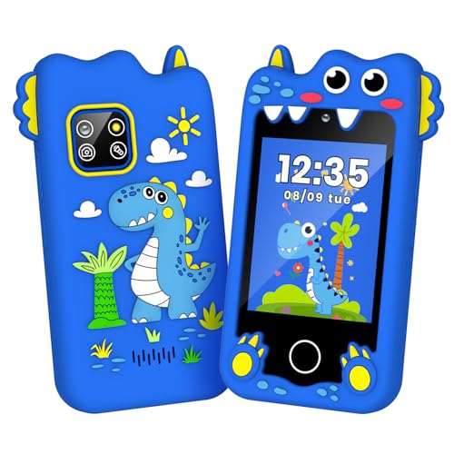 M SANMERSEN Dinosaur Kids Smart Phone for 36 Year Olds 28 Touchscreen Dual Camera 28 Learning Games MP3 Music Player 32GB SD Card Educational Toddler Phone Toy for Boys Girls - Image 1
