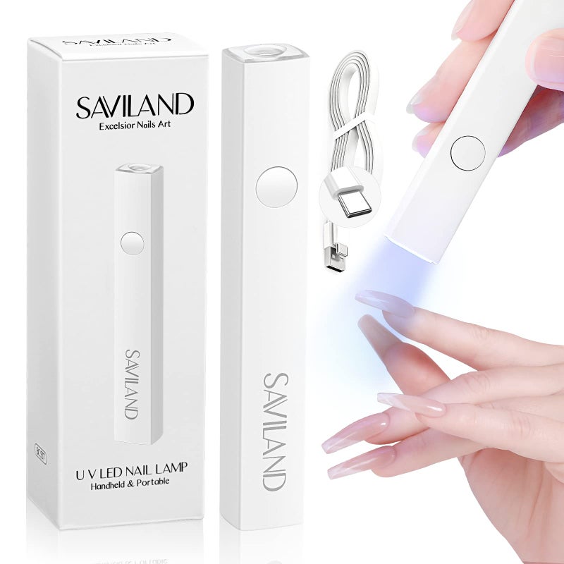SAVILAND U V Light for Nails: Handheld Gel Lamp for Gel Nails Flash Cure Lamp for LED Nail Lamp Portable Mini Nail Dryer Polish Nail Glue USB Flashlight Home DIY Manicure Art - Image 1
