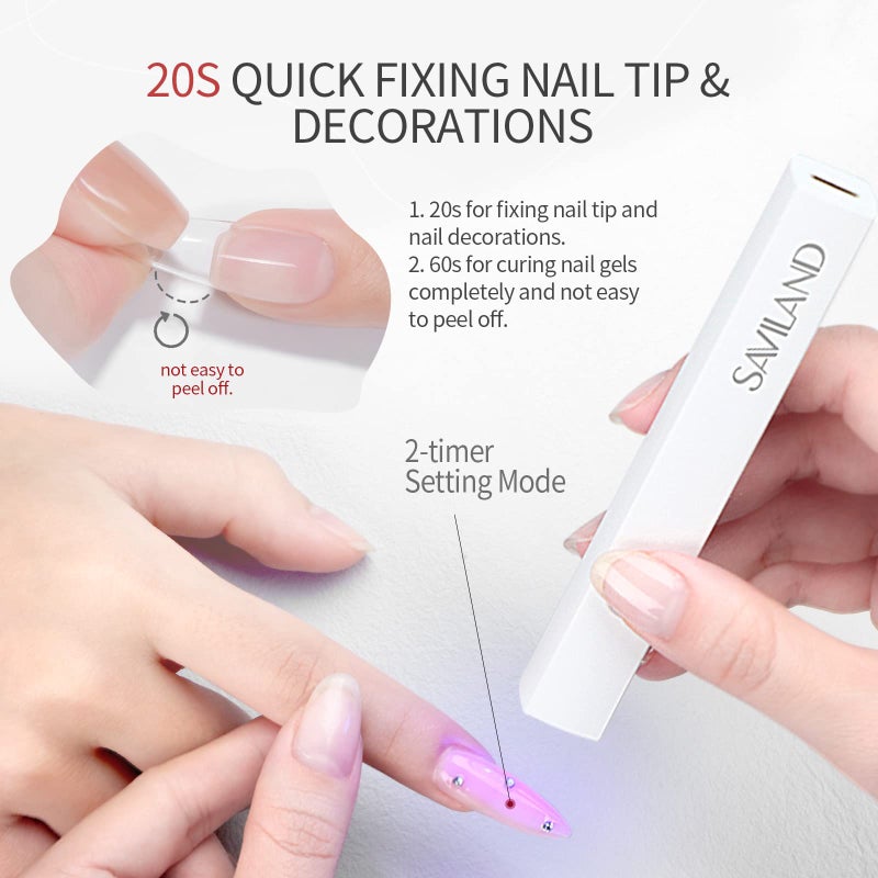 SAVILAND U V Light for Nails: Handheld Gel Lamp for Gel Nails Flash Cure Lamp for LED Nail Lamp Portable Mini Nail Dryer Polish Nail Glue USB Flashlight Home DIY Manicure Art - Image 4