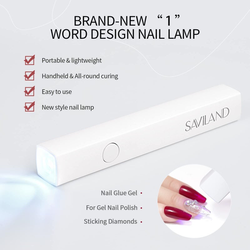 SAVILAND U V Light for Nails: Handheld Gel Lamp for Gel Nails Flash Cure Lamp for LED Nail Lamp Portable Mini Nail Dryer Polish Nail Glue USB Flashlight Home DIY Manicure Art - Image 2