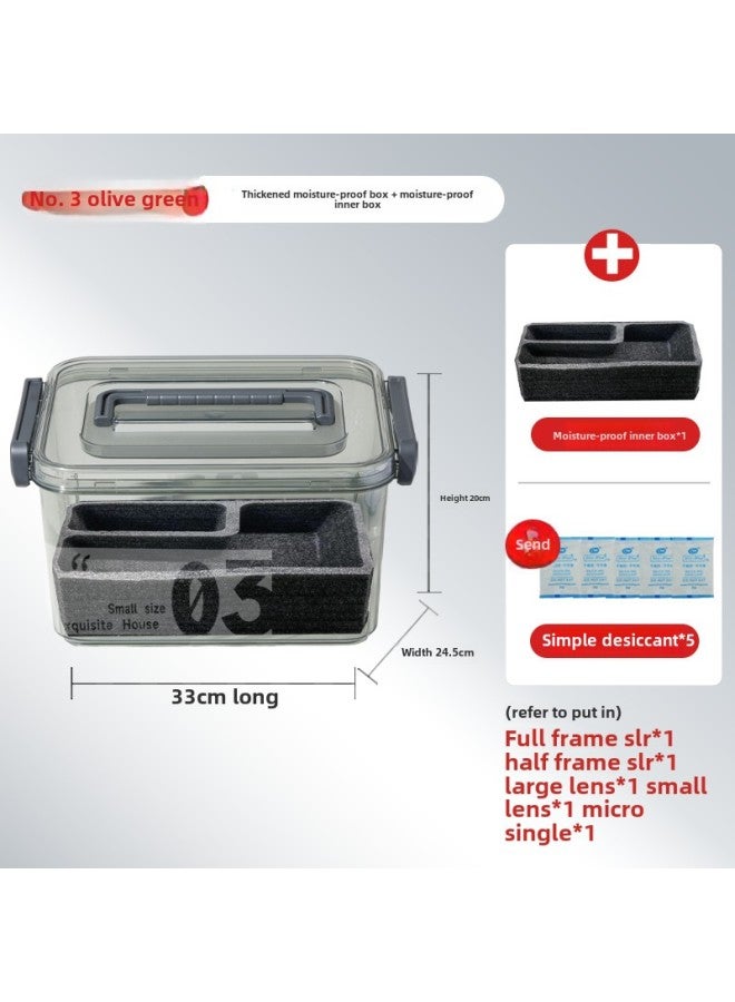 Camera Moisture-proof Box SLR Lens Drying Box Photographic Equipment Electronic Components Tea Collector Sealed Box-Color:No. 3 Olive Green + Moisture-proof Inner Box (wet Thermometer/sealing Strip Included)⚑⚑  - Image 1